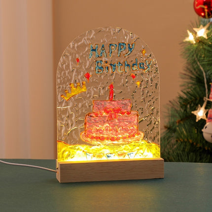 Tulip Handmade Diy Glass Painting Small Night Lamp Creative