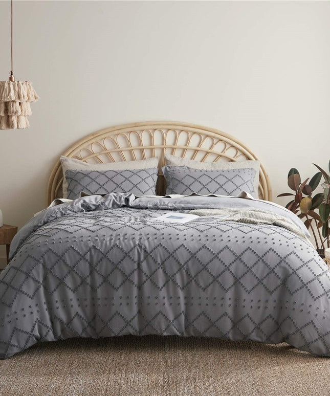 Tufted Cotton Bedding Set | Boho Duvet Cover