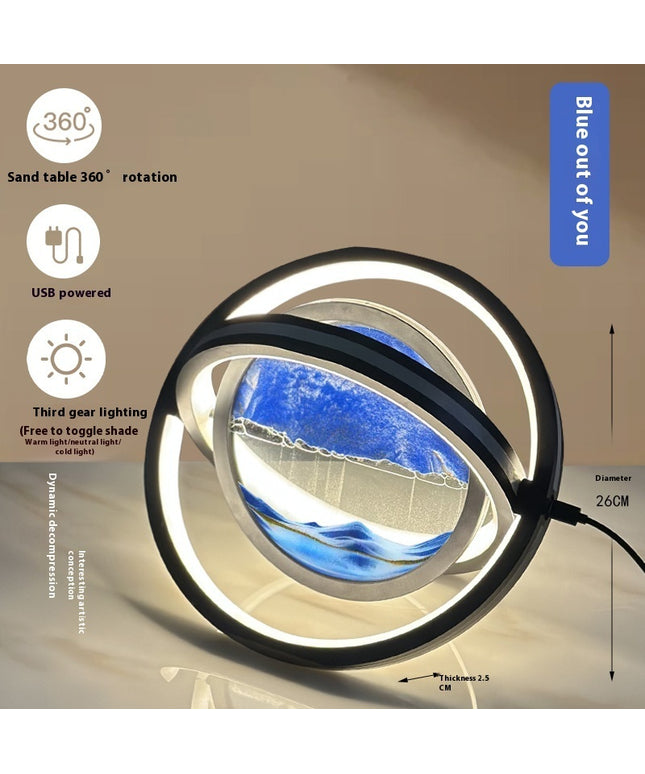 Quicksand Hourglass LED Lamp – Rotating Sand Art Night Light (USB Powered)