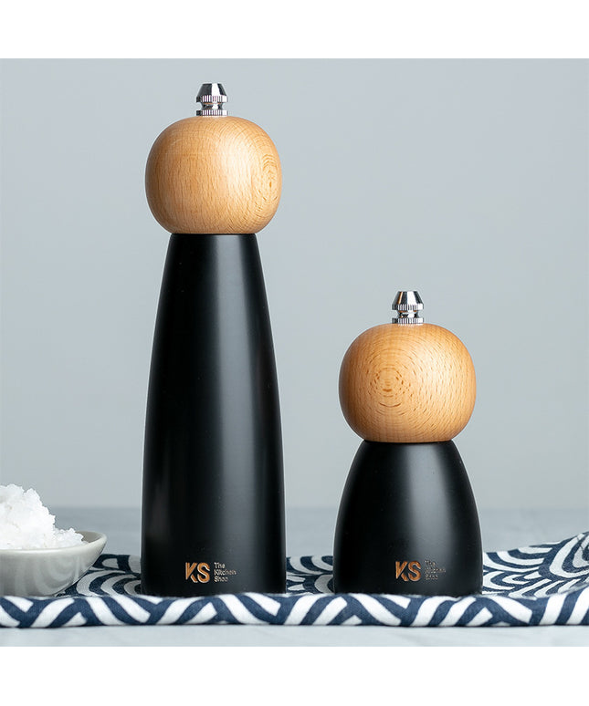 High-Quality Manual Salt & Pepper Grinder – Black Body with Wooden Head