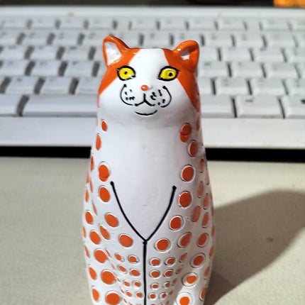 Mini Cat Vase – Stripes & Dots Resin Cute Décor