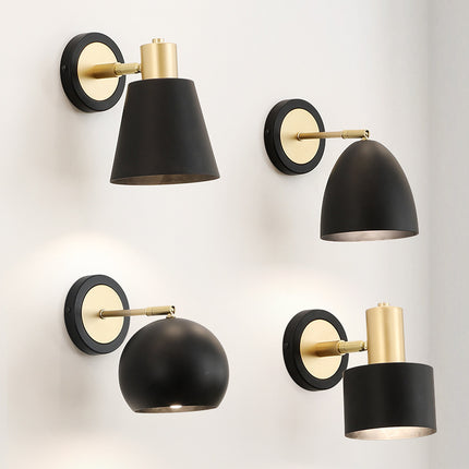 Nordic Style Black & Gold Wall Light – 4 Shade Designs | LED Iron Lamp