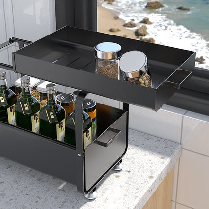 Multifunctional Under Sink Storage Caddy – 2 Layers, Carbon Steel, Athens Black/Ivory White | Ikeame