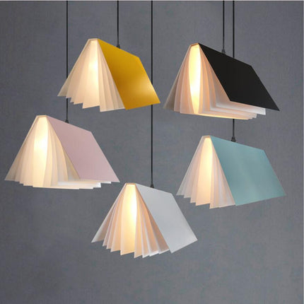 Book-Shaped Pendant Light – Creative Nordic Ceiling Lamp (Multiple Colours & Sizes)