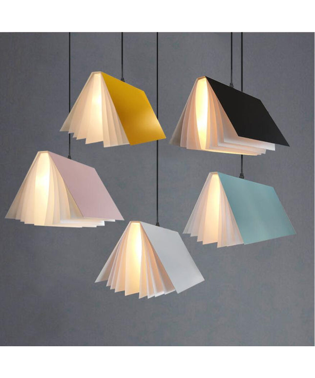 Book-Shaped Pendant Light – Creative Nordic Ceiling Lamp (Multiple Colours & Sizes)