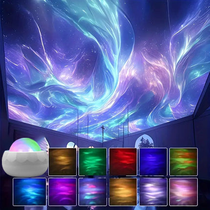 Ripple LED Projection Night Lamp – Northern Lights & Water Effect