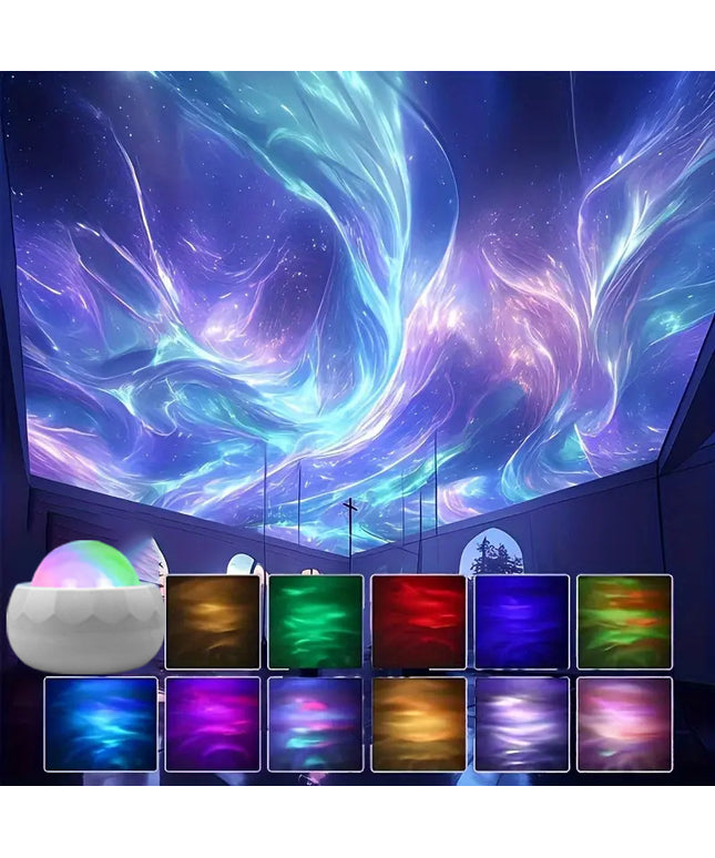 Ripple LED Projection Night Lamp – Northern Lights & Water Effect