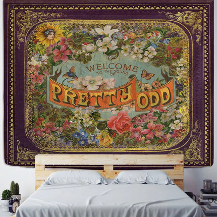 Boho Tapestry Wall Hanging | Retro Illustration Decor