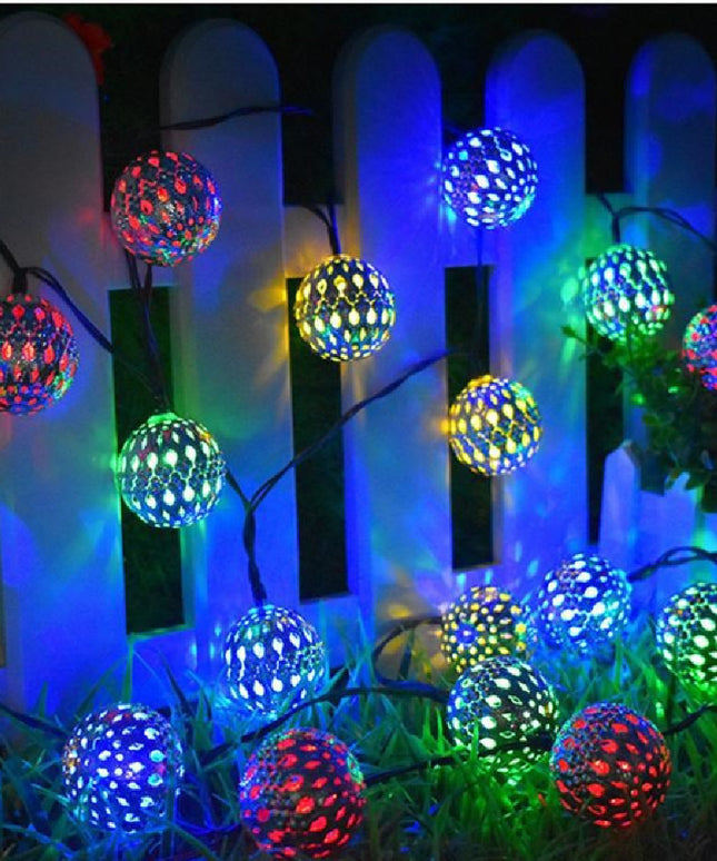 Moroccan Solar Lamp Battery Round Ball Light Garden Decorati