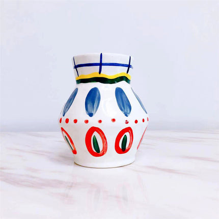 Hand-Painted Abstract Floor Vase – Bold Artistic Statement Piece