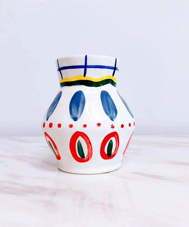 Hand-Painted Abstract Floor Vase – Bold Artistic Statement Piece