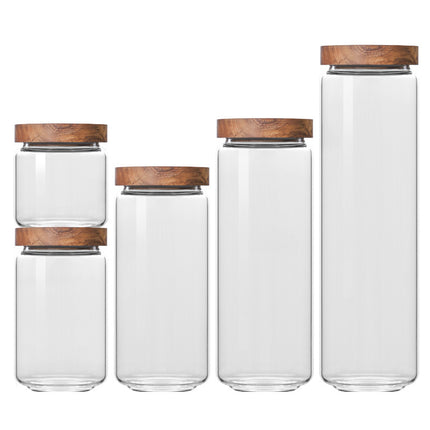 Glass Storage Jars Acacia Wood Lid Airtight Canisters