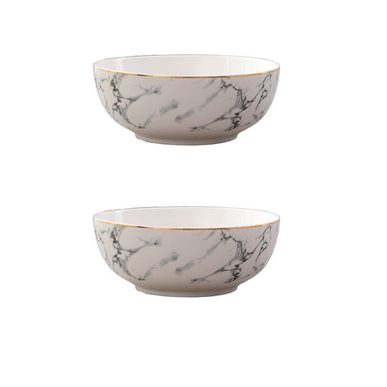 Gold rim marbled bowl set