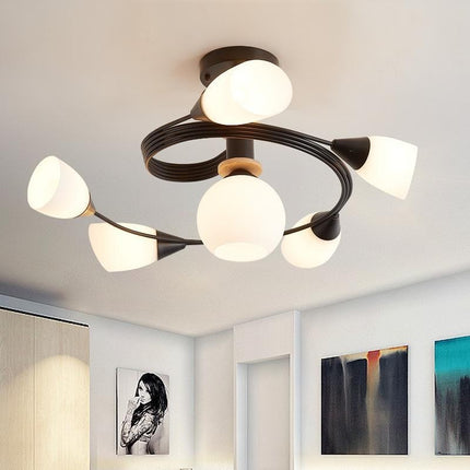 Spiral LED Droplight – Sculptural Luxury Chandelier | 4 or 6 Lamps