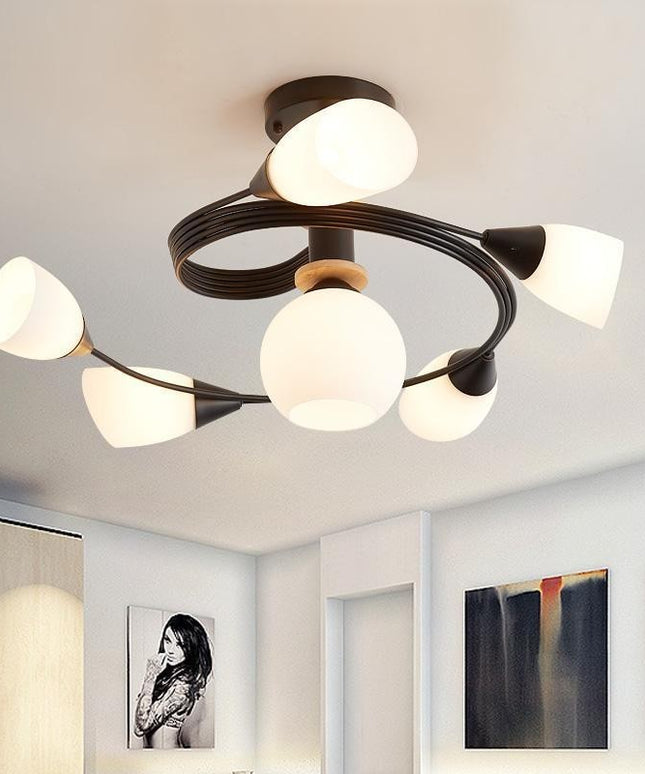 Spiral LED Droplight – Sculptural Luxury Chandelier | 4 or 6 Lamps