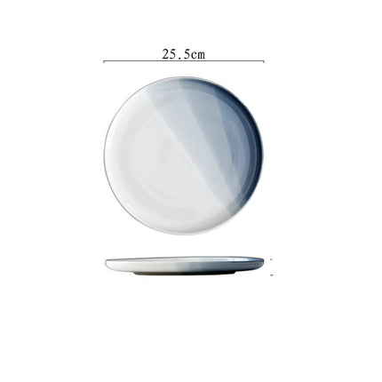 Nordic Gradient Grey-Blue Ceramic Tableware Set – Plates & Bowls