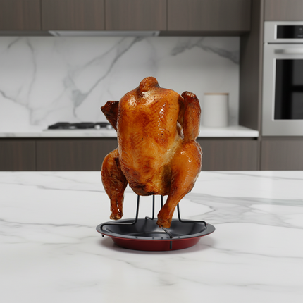 Upright Chicken Grill Pan – Carbon Steel | 20 × 18 cm