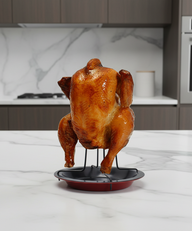 Upright Chicken Grill Pan – Carbon Steel | 20 × 18 cm