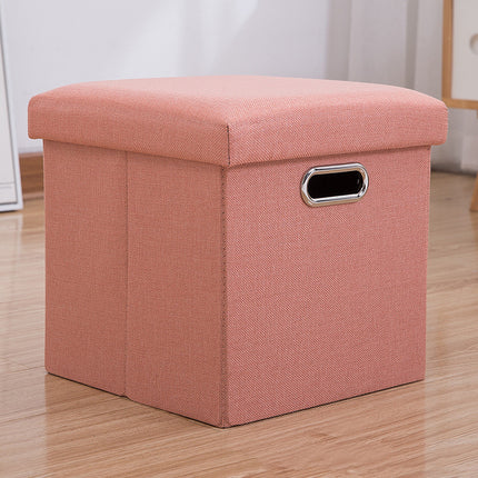 Storage Stool with Lid Linen Foldable Storage Box Seat
