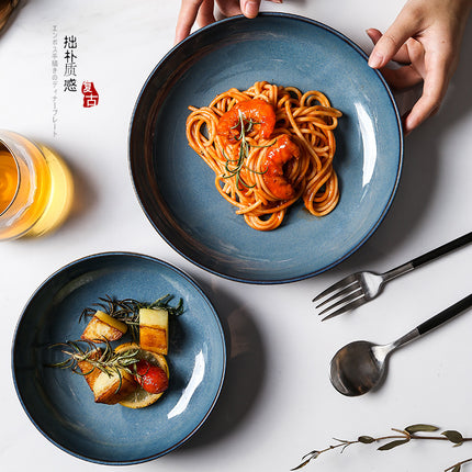 Porcelain Pasta Plates 🍝 – Deep Blue Glaze, small or large