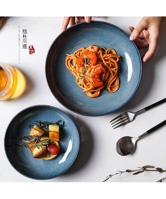 Porcelain Pasta Plates 🍝 – Deep Blue Glaze, small or large