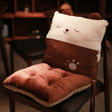 Cute Animal Seat Cushion with Backrest | Plush Chair Hugger