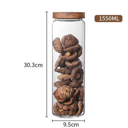 Glass Storage Jars Acacia Wood Lid Airtight Canisters