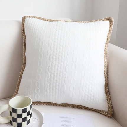 Bohemian Tufted Geometric Cushion with Core – 45x45cm | White, Beige & Black