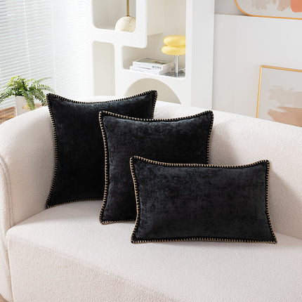 Chenille Cushion Covers with Embroidered Wool Edge