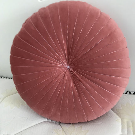 Nordic Style Khaki Round Velvet Cushion with Core – 40x40x10cm