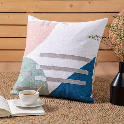 Cotton Towelled Embroidered Cushion Cover in Modern Abstract Design 🎨🧵