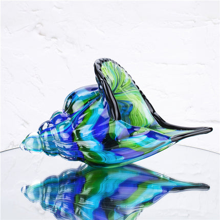 Glass Conch Shell Ornament | Blue Green Coastal Décor