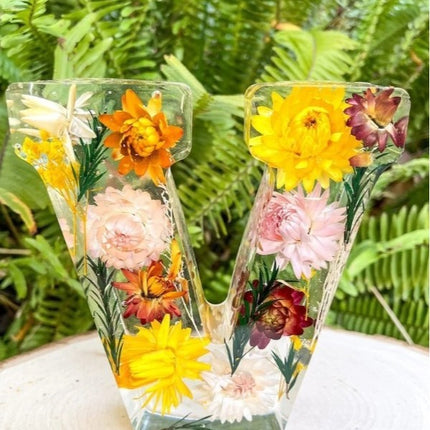 Letter Flower Transparent Flowers Resin Night Light Ornaments