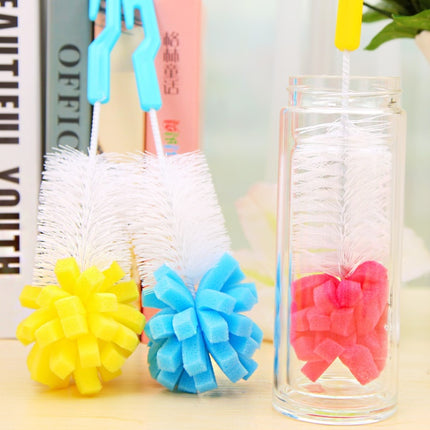 Kitchen Long Handle Bottle/Washing Up Brush – Sponge Head, Blue/Yellow/Red | Ikeame