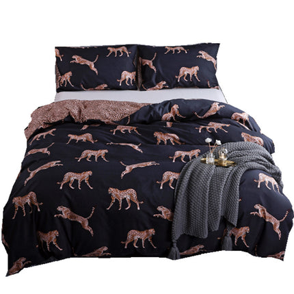 King Size Bedding – Dark Leopard or Feather Design, 3 Piece Set