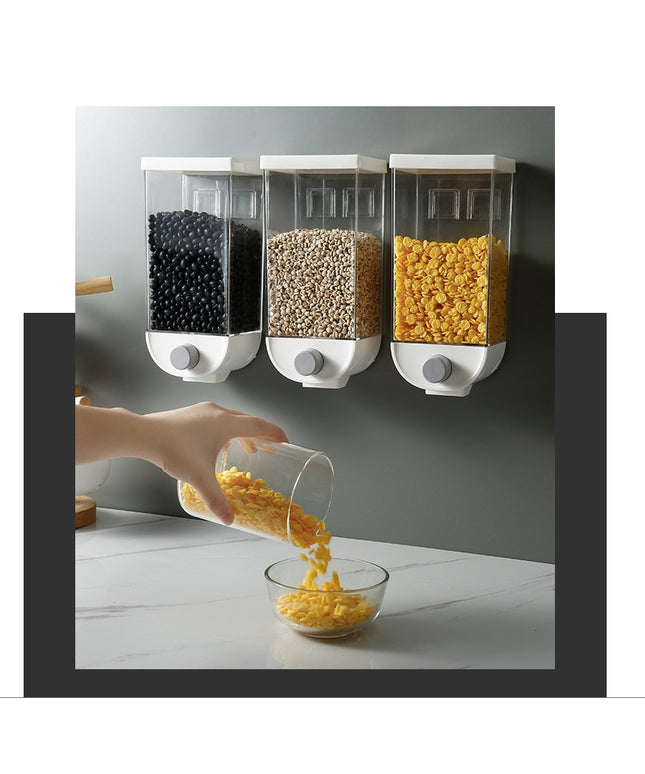 Wall Mounted Cereal Dispenser Airtight Grain Storage Box