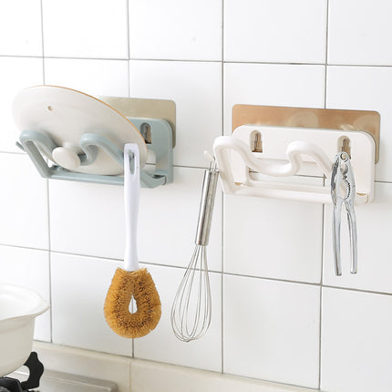 Punch-Free Kitchen Wall Rack – Utensils, Lids, Boards | Beige, Black, Blue