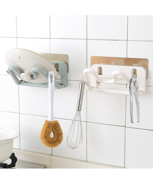 Punch-Free Kitchen Wall Rack – Utensils, Lids, Boards | Beige, Black, Blue
