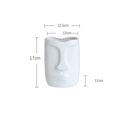 Tall Abstract Face Vase – Nordic Sculptural Ceramic Statement