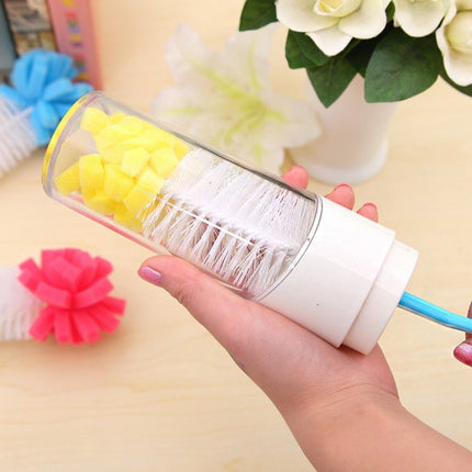 Kitchen Long Handle Bottle/Washing Up Brush – Sponge Head, Blue/Yellow/Red | Ikeame