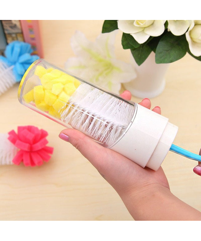 Kitchen Long Handle Bottle/Washing Up Brush – Sponge Head, Blue/Yellow/Red | Ikeame
