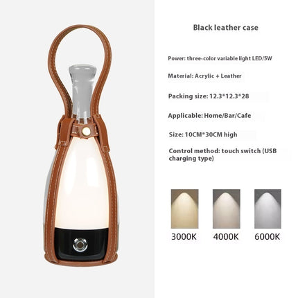 Portable Wine Decanter Lamp – LED Touch Dimming Light with Optional Leather Strap (8 Base Colours)