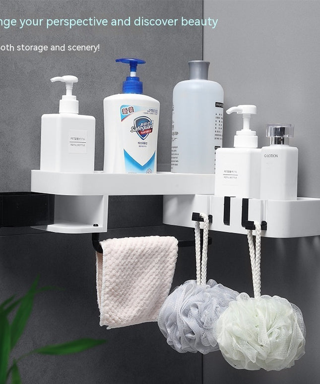 🧺 Double-Layer Corner Storage Rack – Modern Bathroom & Home Organiser