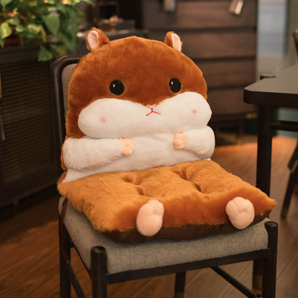 Cute Animal Seat Cushion with Backrest | Plush Chair Hugger
