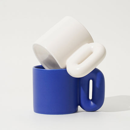 Nordic Style Mug ☕ – Royal Blue or White, Artistic Ceramic
