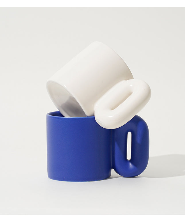 Nordic Style Mug ☕ – Royal Blue or White, Artistic Ceramic