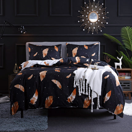 King Size Bedding – Dark Leopard or Feather Design, 3 Piece Set