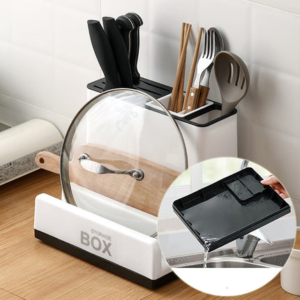 Kitchen Tableware Holder – Knife & Utensils Storage with Chopping Board Shelf
