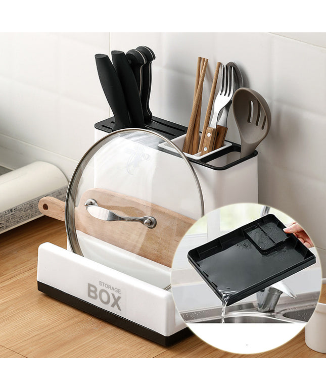 Kitchen Tableware Holder – Knife & Utensils Storage with Chopping Board Shelf