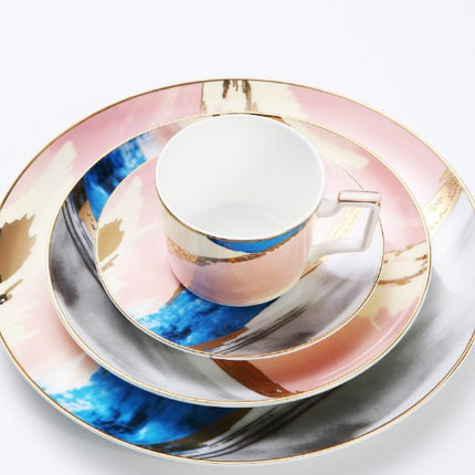 Watercolour Dining and Tea Set with Gold Detailing | Bone China Tableware